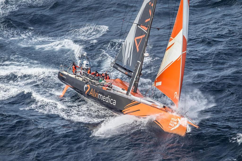 June 09, 2015. Team Alvimedica passing by Costa da Morte - Coast of Death - in Spanish waters during Leg 8 to Lisbon. ©  Ainhoa Sanchez/Volvo Ocean Race