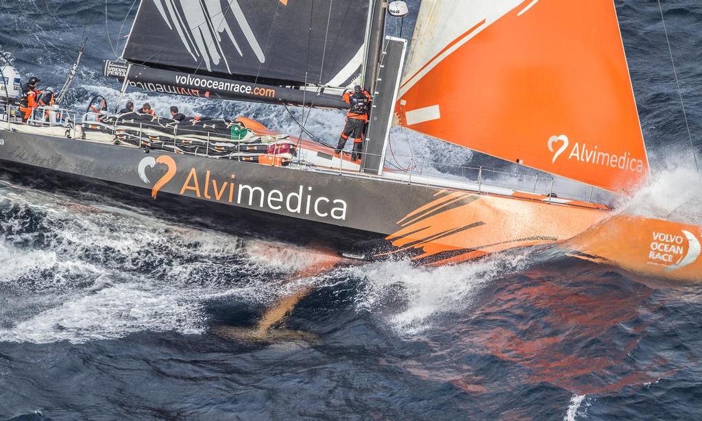 June 09, 2015. Team Alvimedica passing by Costa da Morte - Coast of Death - in Spanish waters during Leg 8 to Lisbon. photo copyright  Ainhoa Sanchez/Volvo Ocean Race taken at  and featuring the  class