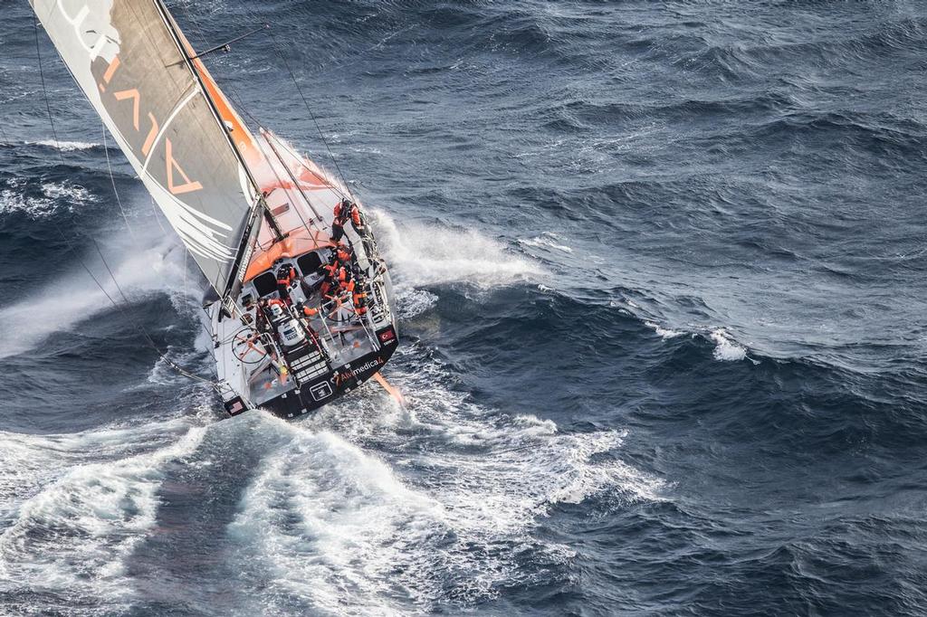 June 09, 2015. Team Alvimedica passing by Costa da Morte - Coast of Death - in Spanish waters during Leg 8 to Lisbon. ©  Ainhoa Sanchez/Volvo Ocean Race