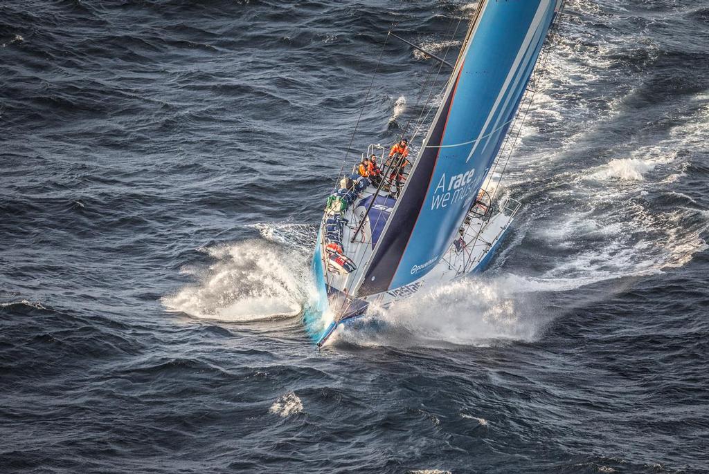 June 09, 2015. Team Vestas Wind passing by Costa da Morte - Coast of Death - in Spanish waters during Leg 8 to Lisbon. ©  Ainhoa Sanchez/Volvo Ocean Race