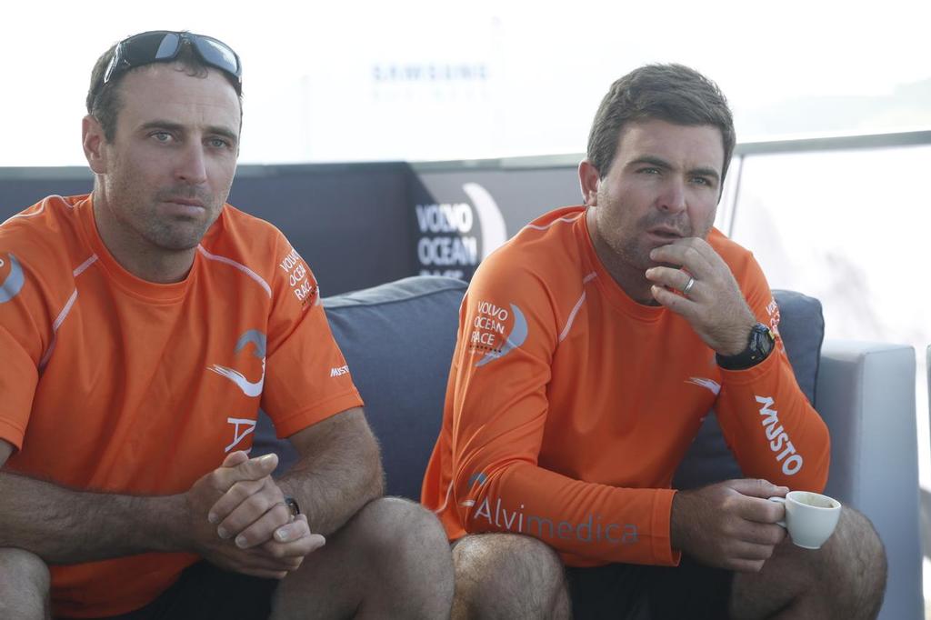 Sebastien Marsset (FRA) and  Charlie Enright (USA) - Team Alvimedica media session ahead of the Lisbon Practice Race © Eugenia Bakunova http://www.mainsail.ru