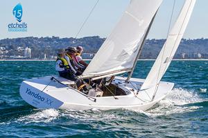Yandoo XX's Jeanne-Claude Strong, Neville Wittey, Tiana Wittey and Marcus Burke lead the regatta after day one. photo copyright Teri Dodds taken at  and featuring the  class