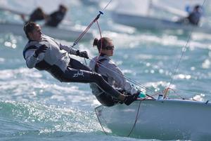 Nadja Horwitz and Sofia Middleton, CHI, Women's Two Person Dinghy (470) at day one - 2015 ISAF Sailing WC Weymouth and Portland photo copyright onEdition http://www.onEdition.com taken at  and featuring the  class
