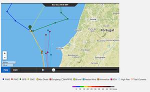 Positions at 0043 on June 8, 2015 showing the inshore and offshore group in the Volvo Ocean Race photo copyright PredictWind http://www.predictwind.com taken at  and featuring the  class