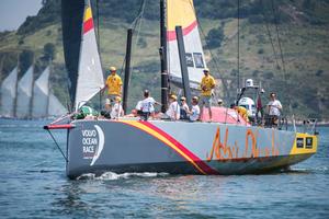 June 05,2015. Mayor of Lsbon Fernando Medina wins the ProAm race onboard Abu Dhabi Ocean Racing photo copyright Ricardo Pinto / Volvo Ocean Race taken at  and featuring the  class