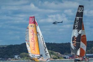  June 25,2015. Team Alvimedica and Abu Dhabi Ocean Racing during the ProAm 1 Race in Gothenburg. photo copyright Victor Fraile/Volvo Ocean Race http://www.volcooceanrace.com taken at  and featuring the  class