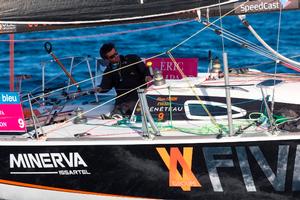 Alexis Loison (Groupe Fiva) lors de la 2eme etape - 2015 Solitaire du Figaro – Eric Bompard Cachemire photo copyright Alexis Courcoux taken at  and featuring the  class
