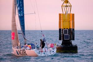 Les Figaros Beneteau au passage de la bouee Owers lors de la 4eme etape - 2015 Solitaire du Figaro – Eric Bompard Cachemire photo copyright Alexis Courcoux taken at  and featuring the  class