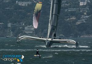 The maxi trimaran Lending Club romps upon SF Bay and lines up with Joey Pasqualie photo copyright Pressure Drop . US taken at  and featuring the  class