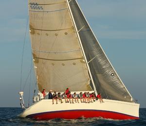 Looking back to Monday, ‘Mischievous’, sailing for the Massachusetts Maritime Academy grabbed line honors in the 645-mile race. She crossed the finish line at St. David’s Lighthouse Bermuda during the twilight Lighthouse Committee cocktail party at the finish tower on Monday evening at 6:42 EDT - 2015 Marion to Bermuda Race photo copyright SpectrumPhoto/Fran Grenon taken at  and featuring the  class