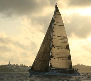 ‘Mischievous’, sailing for the Massachusetts Maritime Academy and skippered Charles Cahill by grabbed line honors in the 645-mile race. She was awarded the Blue Water Sailing Club Board of Governors Trophy for shortest elapse time. ‘Mischievous' skippered by Charles Cahill crossed the finish line at St. David’s Lighthouse Bermuda during the twilight Lighthouse Committee cocktail party at the finish tower on Monday evening at 6:42 EDT - 2015 Marion Bermuda Race photo copyright SpectrumPhoto/Fran Grenon taken at  and featuring the  class