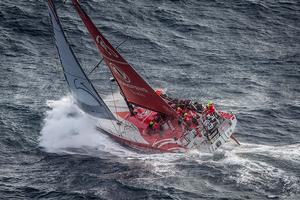 9 juin 2015. Dongfeng Race Team passe la Costa da Morte - Côte de la Mort - dans les eaux espagnoles durant la 8e étape pour Lor photo copyright  Ainhoa Sanchez/Volvo Ocean Race taken at  and featuring the  class