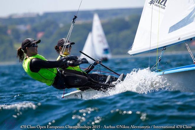 Jo Aleh and Polly Powrie in action scoring back to back wins on Day 4 of the 2015 European Womens 470 Championships © 470 European Championships
