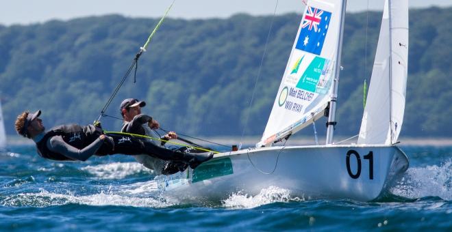 Mat Belcher/Malcolm Page (AUS) take out two wins on race day four - 2015 Open 470 European Championships &copy; Nikos Alevromytis / Alen Photography http://www.alen.gr