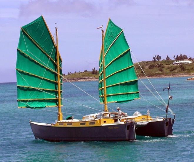 China Moon under sail, with Pete Hill at the helm © Pete Hill