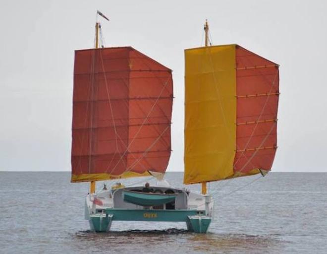 Another view of Oryx under sail. Pete seems to have developed his own unique variation of a junk rig © Pete Hill