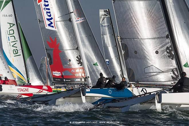 Un nouveau challenge pour Eric Peron, mais cette fois-ci à 3 coques sur le Tour de France à la Voile avec Aurelien Ducroz © Jean-Marie Liot