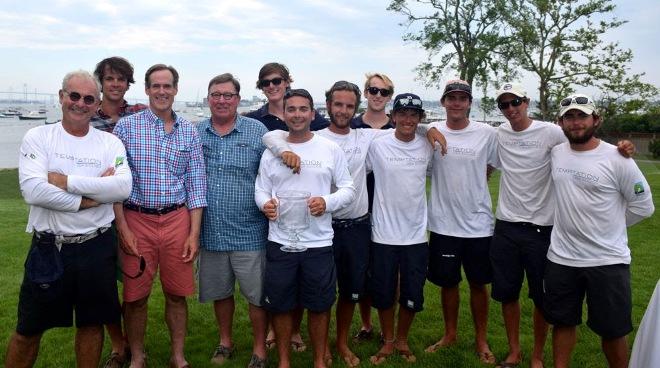 Art Santry (red shorts) with his team from Temptation, the winners of IRC 2 - Swan 42 Nationals and IRC East Coast Championship © Stuart Streuli / New York Yacht Club