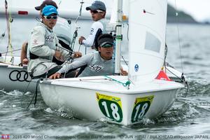 Shinnosuke Hachisuka/Keigo Iwata (JPN) in U17 fleet - 2015 420 World Championships photo copyright Jun Hirai / BULKHEAD Magazine taken at  and featuring the  class