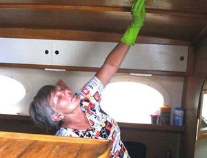 Carly works at sprucing up the interior photo copyright Pete Hill taken at  and featuring the  class