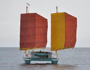 Another view of Oryx under sail. Pete seems to have developed his own unique variation of a junk rig photo copyright Pete Hill taken at  and featuring the  class