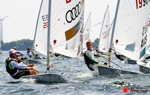 (Left) Philipp Buhl GER, & (Right) Matthew Wearn AUS - 2015 Laser World Championship photo copyright Luka Bartulovic taken at  and featuring the  class