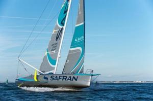 Morgan Lagravière and Nicholas Lunven's IMOCA 60, Safran at the start of the SNSM in Saint Nazaire, France - 2015 Rolex Fastnet Race photo copyright Olivier Blanchet DPPI taken at  and featuring the  class