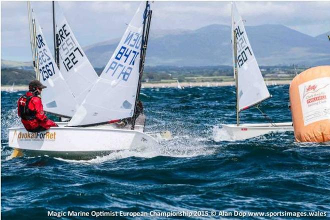 Practice race - 2015 Magic Marine Optimist European Championship &copy; Alan Dop www.sportsimages.wales