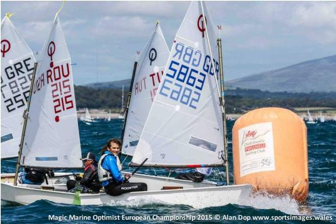 Practice race - 2015 Magic Marine Optimist European Championship &copy; Alan Dop www.sportsimages.wales