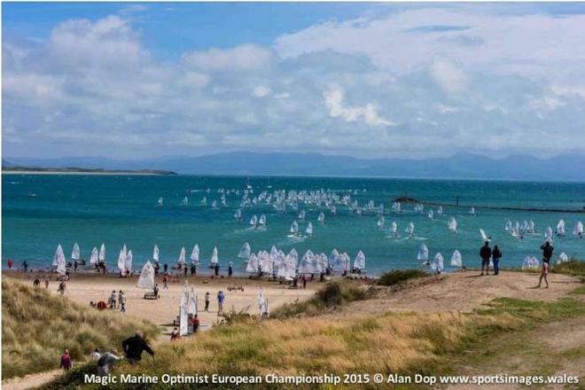Practice race - 2015 Magic Marine Optimist European Championship &copy; Alan Dop www.sportsimages.wales
