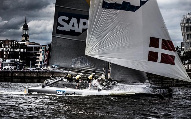 SAP Extreme Sailing Team blast downwind - Extreme Sailing Series™ Act Five © Matt Knighton/Softbank Team Japan http://www.americascup.com