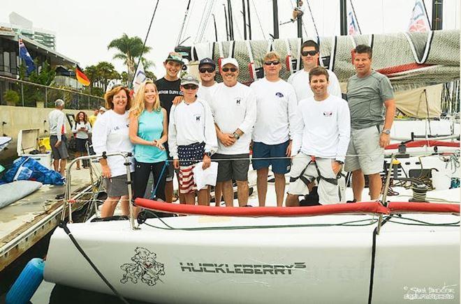 The Huckleberry3 crew includes 13-year-old Kieran Shocklee, fourth from right. Skipper Jim Murrell said the youngster, whose birthday was Wednesday, has done a fantastic job. - 2015 Cal Cup © Farr 40 Class Association