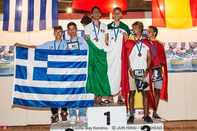 420 U17 Podium finishers - 2015 420 World Championships © Jun Hirai / BULKHEAD Magazine