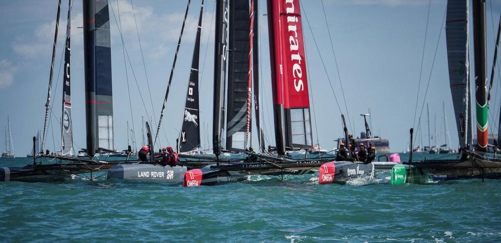 Emirates Team New Zealand sailing on race day one at the Louis Vuitton America's Cup World Series event in Portsmouth, UK &copy; Hamish Hooper/Emirates Team NZ http://www.etnzblog.com