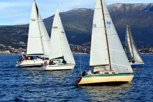 Veteran Hobart sailor Tom Kirkland had Ragtime well positioned at the start of the Bellerive Yacht Club's Division 3 race photo copyright Peter Watson taken at  and featuring the  class