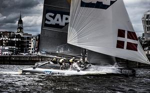 SAP Extreme Sailing Team blast downwind - Extreme Sailing Series™ Act Five photo copyright Matt Knighton/Softbank Team Japan http://www.americascup.com taken at  and featuring the  class