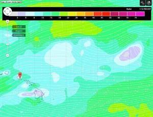 Saturday's weather model shows zone of light air east of the islands photo copyright Jeremy Leonard taken at  and featuring the  class