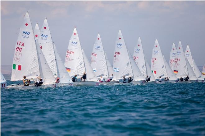 470 Women start - 2015 420 and 470 Junior Europeans © Toby Adamson