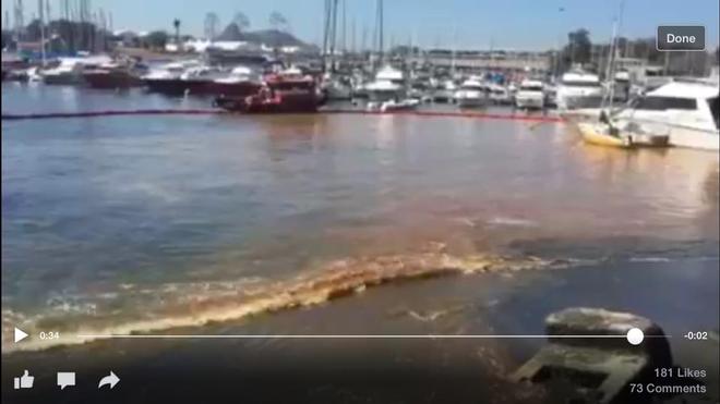 Sewerage pouring into the marina at the edge of the racing area on Guanabara Bay, Rio de Janeiro © SW