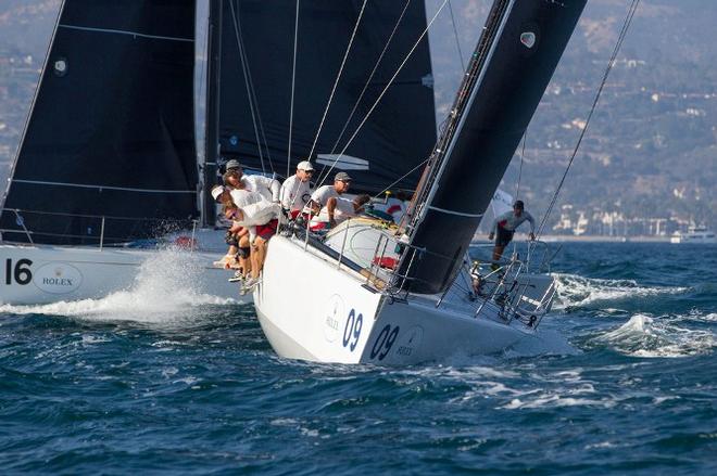 Santa Barbara’s John Demourkas (center, white hat) on his Groovederci during day two action - 2015 Rolex Farr 40 North American Championship © Sharon Green / Rolex