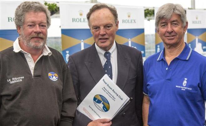 Andrew McIrvine, RORC Admiral - Michael Boyd, RORC Commodore - Eddie Warden Owen, RORC CEO - 2015 Rolex Fastnet Race ©  Rolex/Daniel Forster http://www.regattanews.com