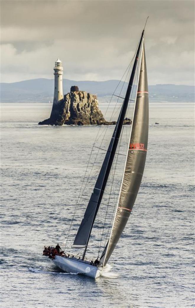 Maxi 72 MOMO (USA) passing the Fastnet Rock - 2015 Rolex Fastnet Race ©  Rolex/ Kurt Arrigo http://www.regattanews.com