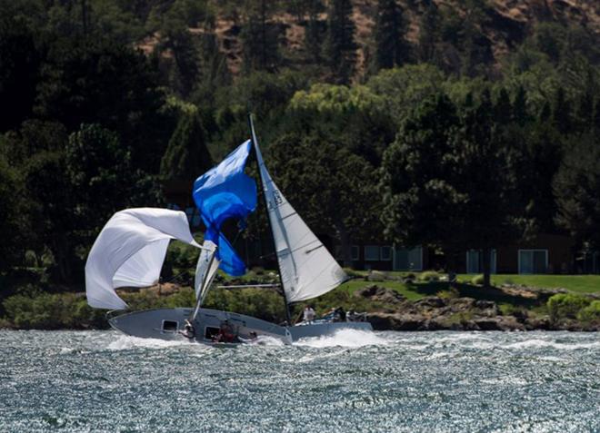 Mr Toads Wild Ride: During this spill, Snafu dumps it's driver, Karl and trimmer JP leaving only the bowman Gilles Combrisson on board - 2015 Double Damned © Sparky the Whaler