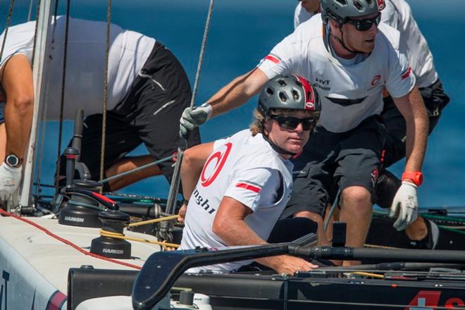 Alinghi helmsman Morgan Larson looks over his shoulder - 2015 Trofeo di Roma © Guilain Grenier/Bullitt GC32 Racing Tour