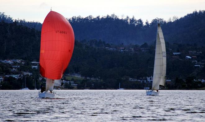 Ciao Baby II had a big lead at the end of the first leg of the RYCT's winter race on the Derwent. ©  Peter Campbell