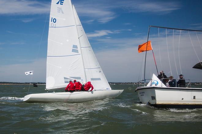 The Royal Hong Kong Yacht Club team sailing to victory in the opening race of the Etchells Invitational Regatta for the Gertrude Cup © Emma Louise Wyn Jones Photography