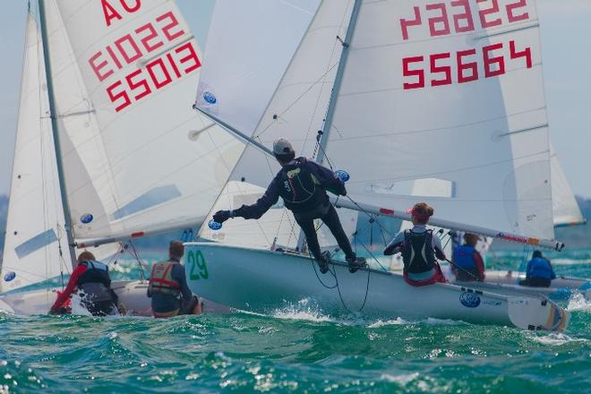 Mara Turin/Matija Kocjancic (SLO) in the 420 U17 fleet - 2015 420 and 470 Junior European Championships © Viktor Nalbantov