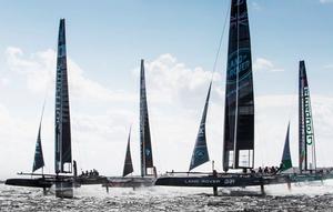 The fleet during practice race one - 2015 America's Cup World Series photo copyright Lloyd Images taken at  and featuring the  class