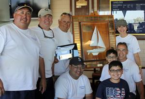Winning Team. (L-R) Chris Lopez, Pat Graham, Art Melendres, (kneeling) James Yano, Scott Melendres, and (standing on right) Monica Oviedo - 2015 Cal 25 National Championship photo copyright Rick Roberts  taken at  and featuring the  class