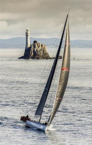 Maxi 72 MOMO (USA) passing the Fastnet Rock - 2015 Rolex Fastnet Race photo copyright  Rolex/ Kurt Arrigo http://www.regattanews.com taken at  and featuring the  class